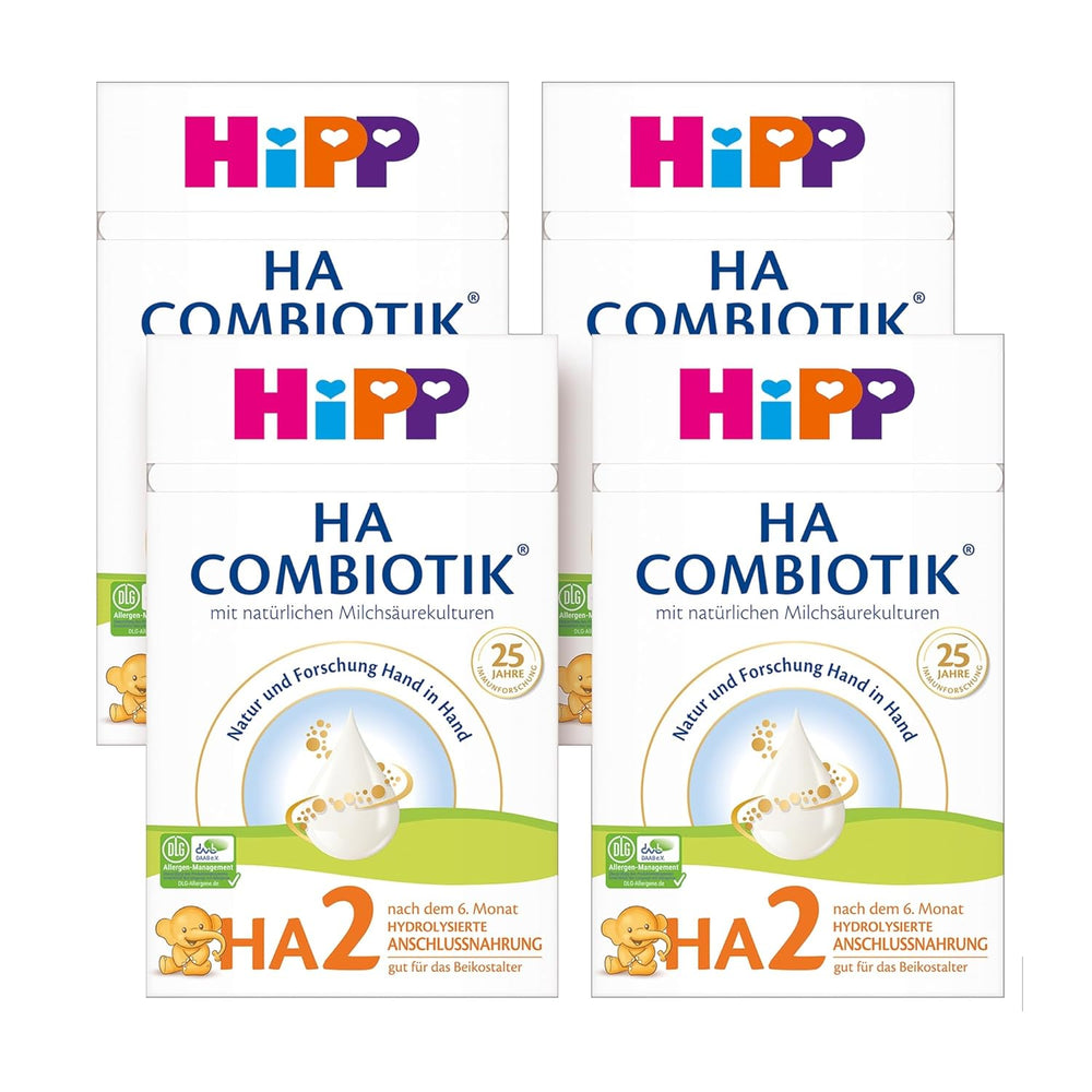 HiPP HA 2 Combiotik (4 x 600 g) - Pokračovací receptura po 6 měsících, s přírodními kulturami kyseliny mléčné, cennou dietní vlákninou (GOS), Omega-3, hydrolyzovanými proteiny pro citlivý imunitní systém