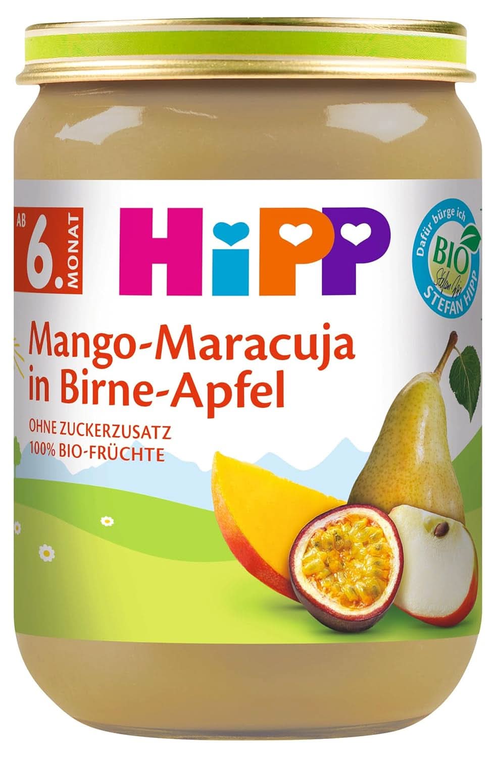 Hipp Pro malé labužníky, Nektarinky v jablku a mangu, bez přidaného cukru, 6 X 190 gramů Mother and Child Naty Shop 190 gramů Mango a maracuja v jablečné omáčce s hruškami
