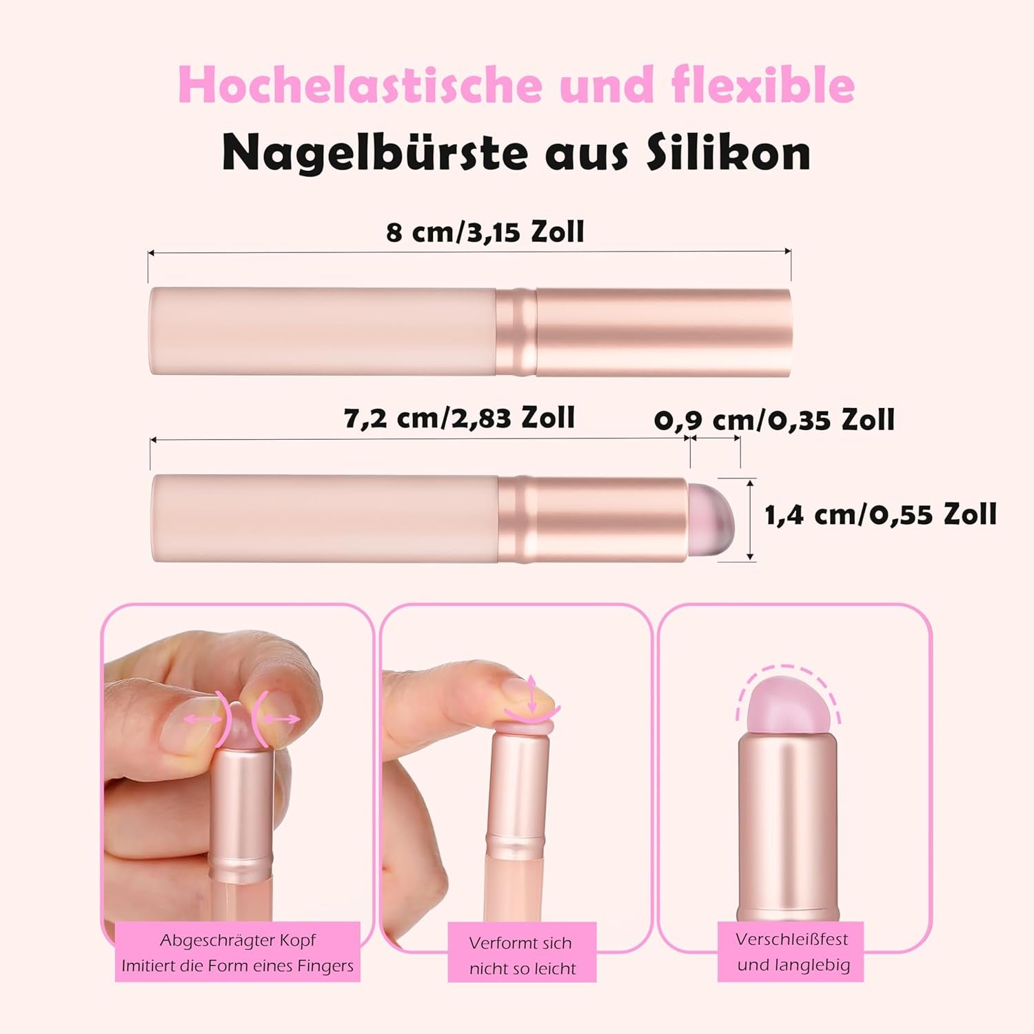 Aokitec 14 Stück Silikon Tool Nägel Pinsel Für Gel Nagellack UV, Wiederverwendbare Gel Pinsel Für UV Nagellack Chrome Nail Powder, Nail Art Zubehör Für Ombre Blush Mirror Effekt, Nägel Selber Machen