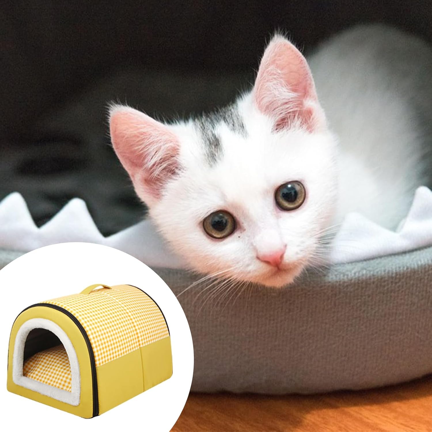 Katzenhöhle | Katzenhaus für Draußen Winterfest | Katzenhöhle Outdoor für Katzen | Katzenbett Höhle Katzenhaus Mit Abnehmbarem Waschbarem Matte | Wasserdichtes Wetterfestes Katzenbett Innen Draußen