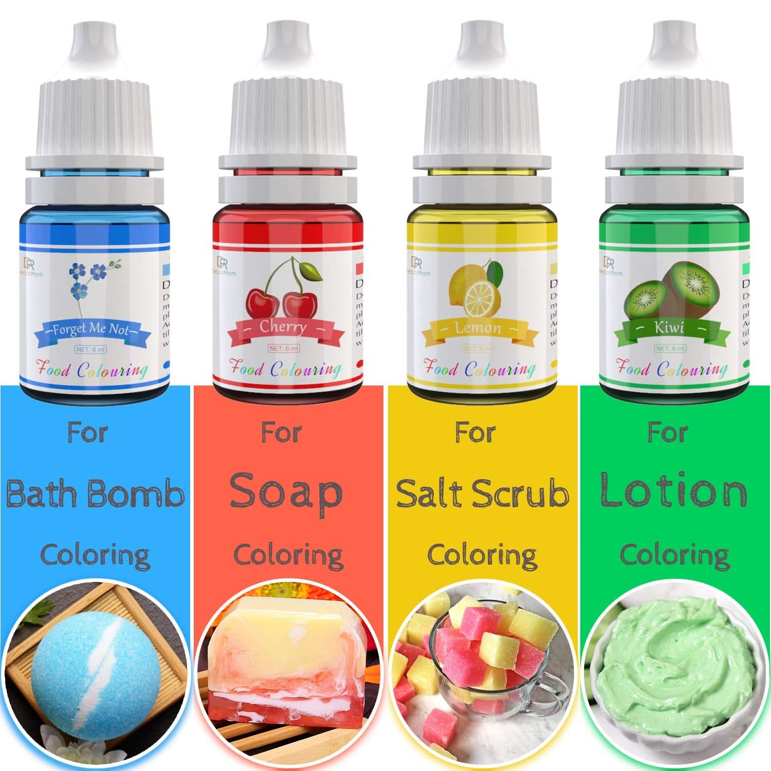 Sada 15 tekutých potravinářských barviv, každá barva 6 ml Naty Shop