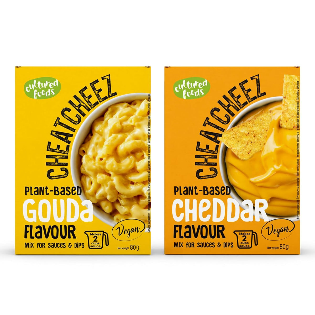 Kultivovaná jídla Veganer Käse Käseersatz Laktosefrei Glutenfrei 2-er Set Gouda Und Cheddar CHEATCHEEZ
