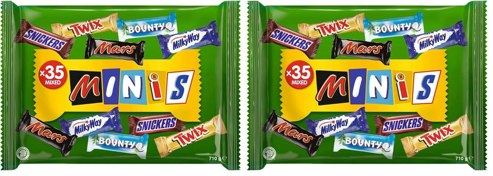 Hromadné balení mini míchané čokolády, čokoláda, 35 mini čokoládových svačin (Mars, Snickers, Bounty, Twix, Milky Way) jako sladkosti, čokoládový dárek, bonboniéra (710 g)