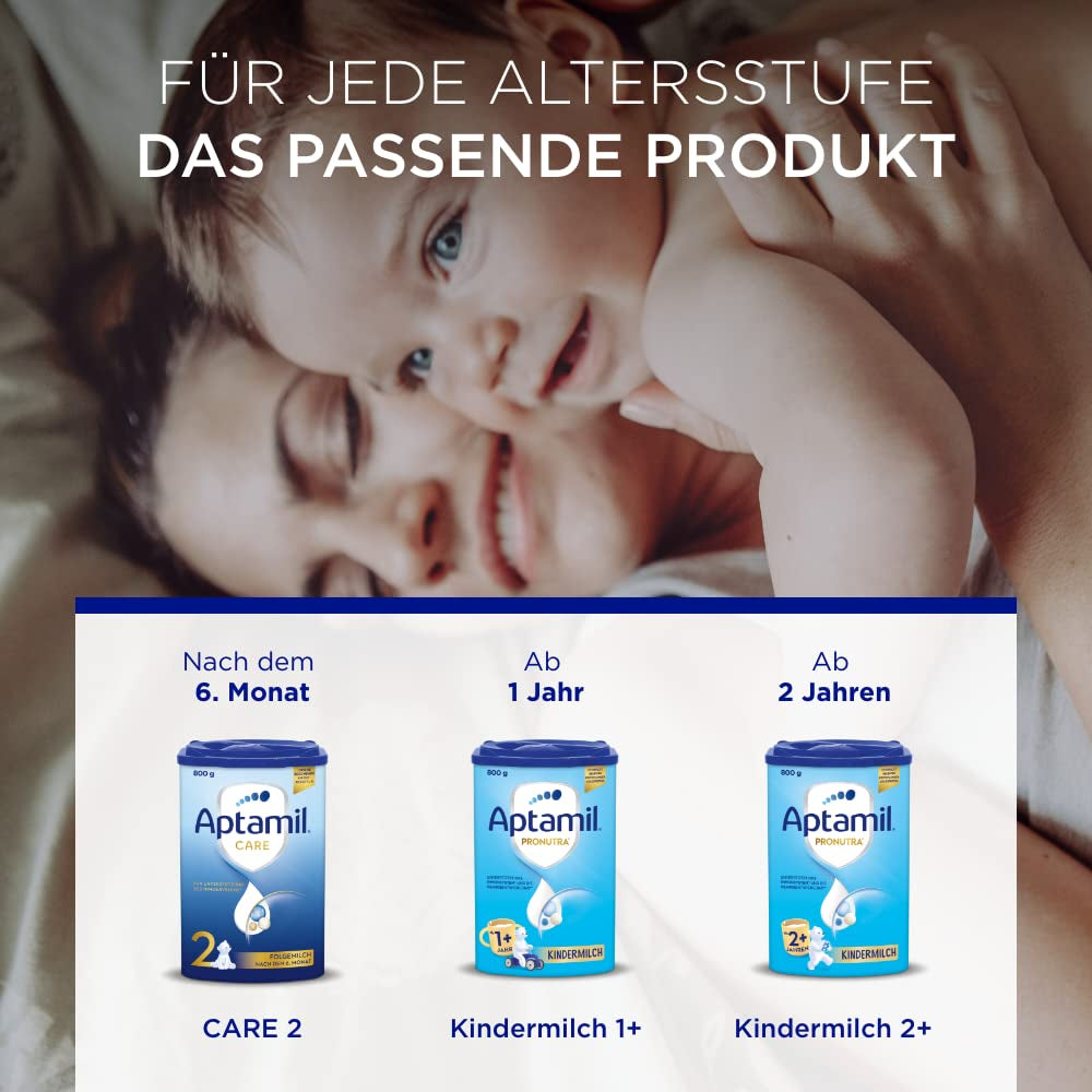 Aptamil Care 2 - Pokračovací mléko po 6 měsících, s Omega 3 a 6, DHA a ARA, bez palmového oleje, dětská výživa, sušené mléko, 1 x 800 g (balení 6 ks)