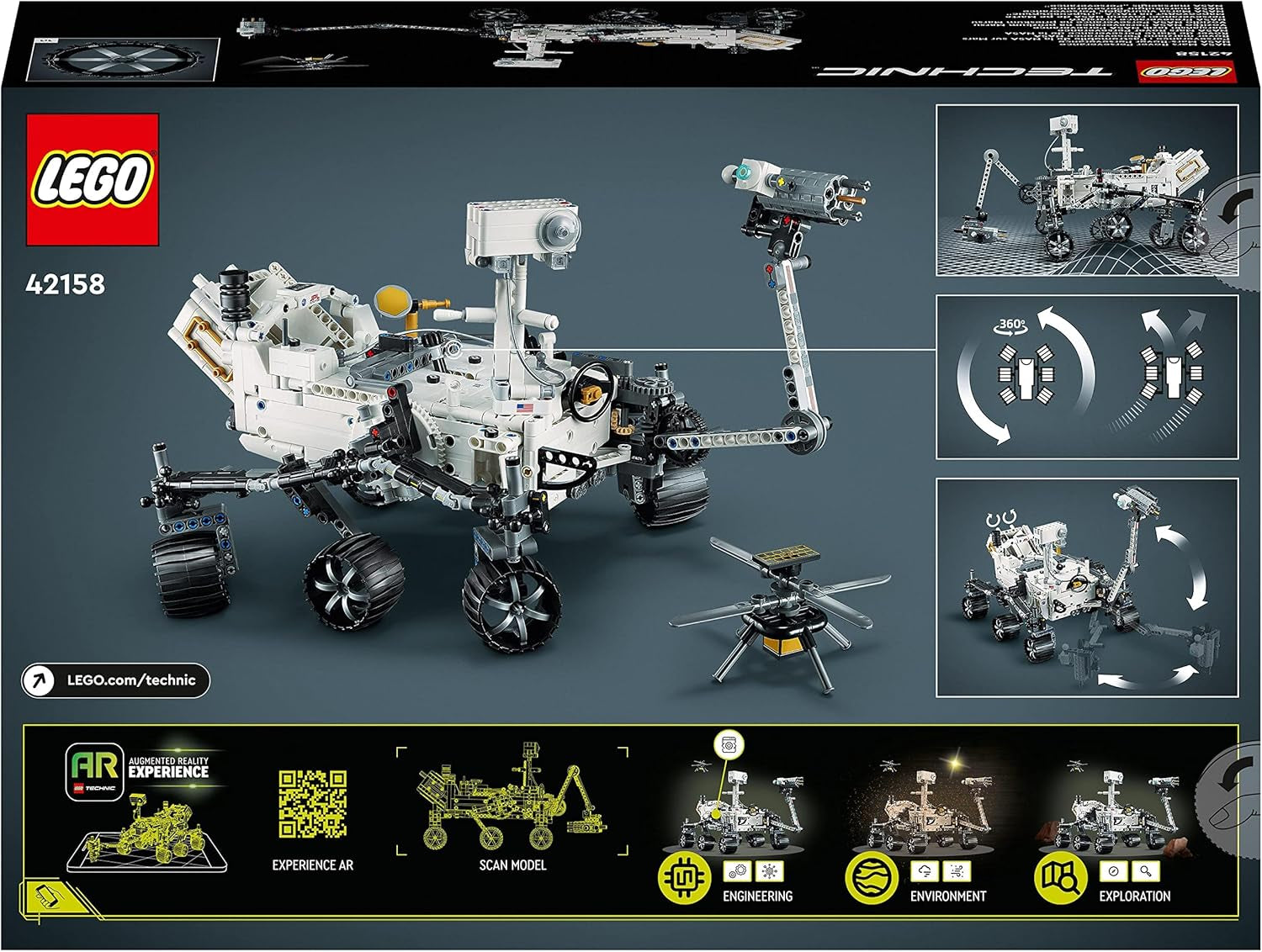 LEGO Space Toy Set 42158 Technic NASA Mars Rover Perserverance s aplikací Ar, Vědecká stavebnice pro dívky a chlapce 10+ stavebnic Besuche den LEGO-Store
