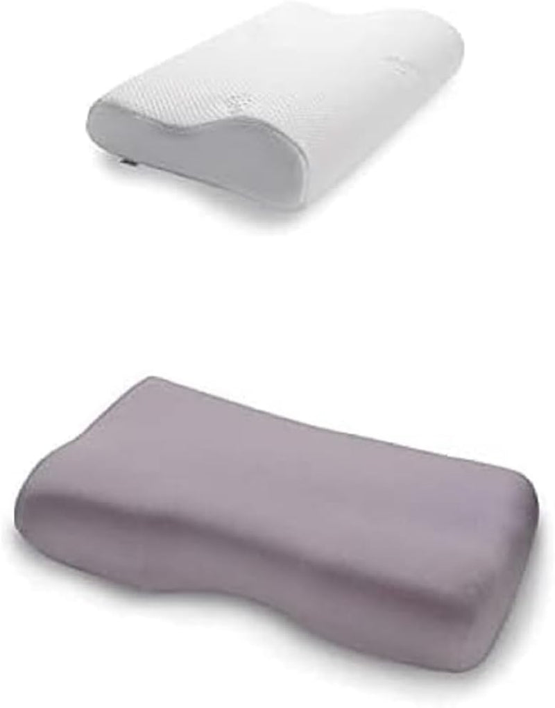 TEMPUR Original Sleeping Pillow Memory Foam, Pernă ergonomică de susținere a gâtului pentru cei care dorm lateral și pe spate, Fermă, M (50 X 31 X 10/7 Cm), Alb Perne ortopedice cervicale Naty Shop Pachet cu husă de pernă, antracit L (50 X 31 X 11.5/8.5 Cm)