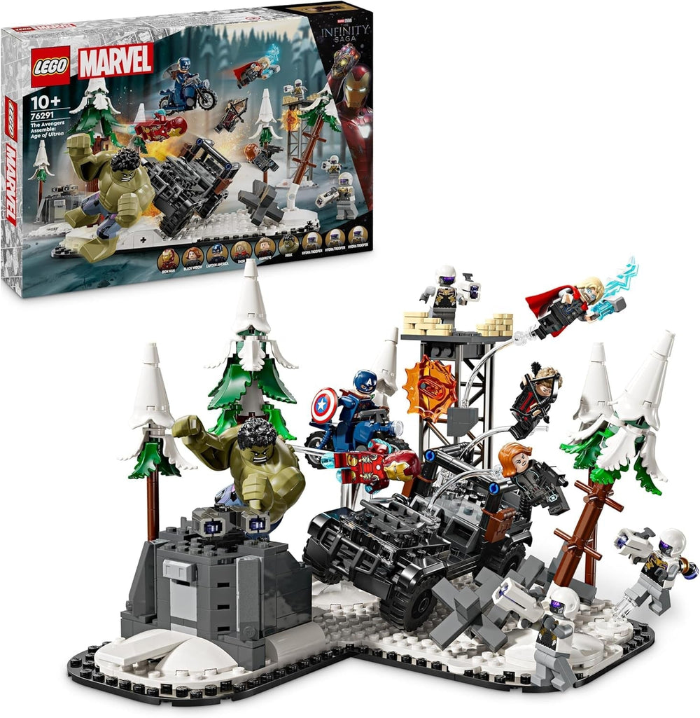 Stavebnice a hrací sada LEGO Marvel Avengers: Age of Ultron s 8 minifigurkami superhrdinů Thor, Hulk a Iron Man Stavebnice pro chlapce a dívky Dobrodružná sada 76291 Stavebnice Besuche den LEGO-Store Výchozí název