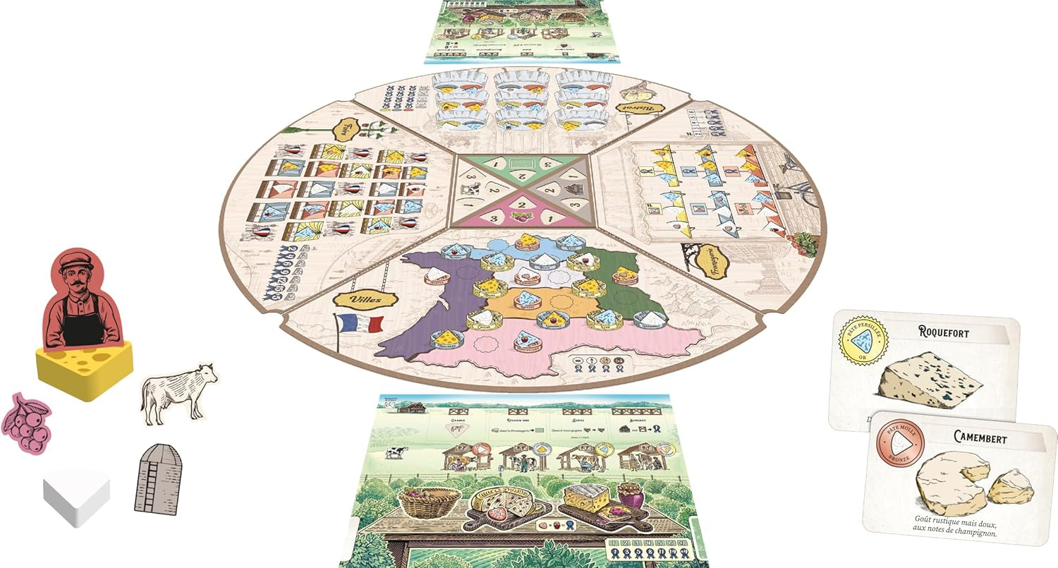 Asmodee – Sýr – Cesta do hanby – Strategická desková hra – Pracovní pozice – Mistrovský sýr – Věk 14+ – 1 až 4 hráči – 40 minut – Francouzská verze