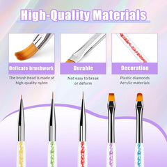 Sularpek 6 Stück Nagel Pinsel, Nail Art Pinsel, Pinsel Nageldesign, Nagel Pinsel Set, Nail Art Dotting Tools Mit 1 Sponge Brush Applikator, Nageldesign Zubehör Für DIY Nail Art Design