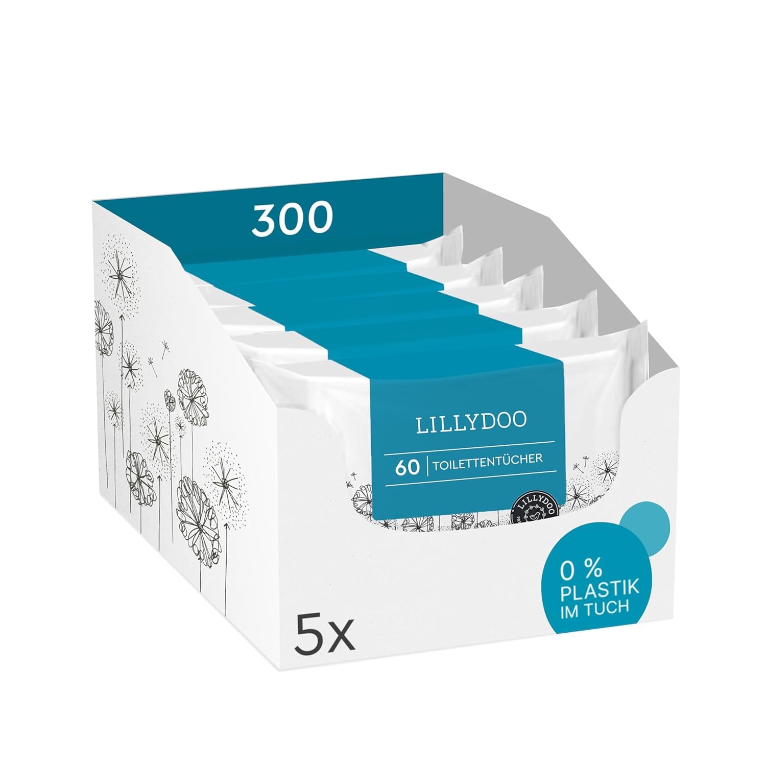LILLYDOO toaletní vlhčené ubrousky 720 ks (12 x 60) 100% splachovací ubrousky bez plastu bez parfemace