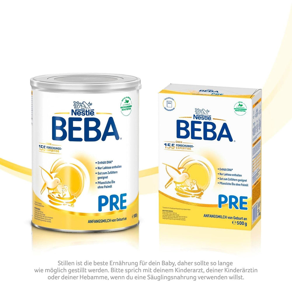 BEBA PRE Počáteční mléko od narození, dětská výživa s DHA, pouze laktóza, bez palmového oleje, balení 3 (3 x 800 g) Naty Shop