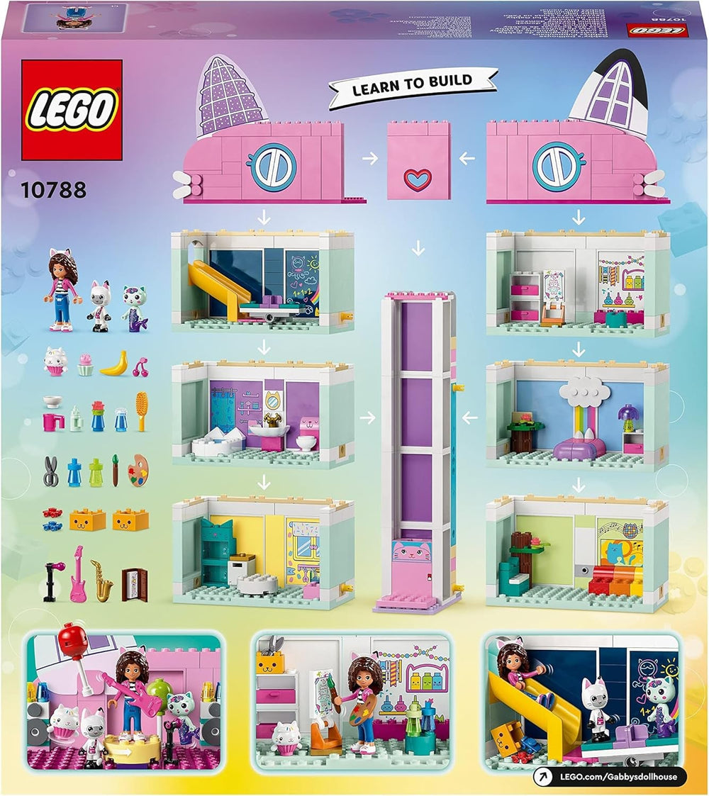Lego 10788 Sada hraček domeček pro panenky Gabby, 8 pokojů a 4 patra Domeček pro panenky Gabby s figurkami a doplňky Pandi, Surikata, Kuchi, Dárek pro 4leté dívky, chlapce a děti Stavebnice Besuche den LEGO-Store