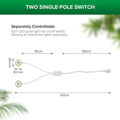 SANSI LED světlo na pěstování pokojových rostlin 2 hlavy s plným spektrem 10 W (ekvivalent 150 W) 4/8/12 hodin časovač pro pokojové rostliny skleníkové hydroponické závěsné světlo