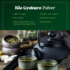 Naturalebio Ceai verde japonez Gyokuro. 50G Ceai organic. Natural și pur. Produs de calitate original din Japonia. Plăcere organică de înaltă calitate, cultivat tradițional pentru un gust optim.