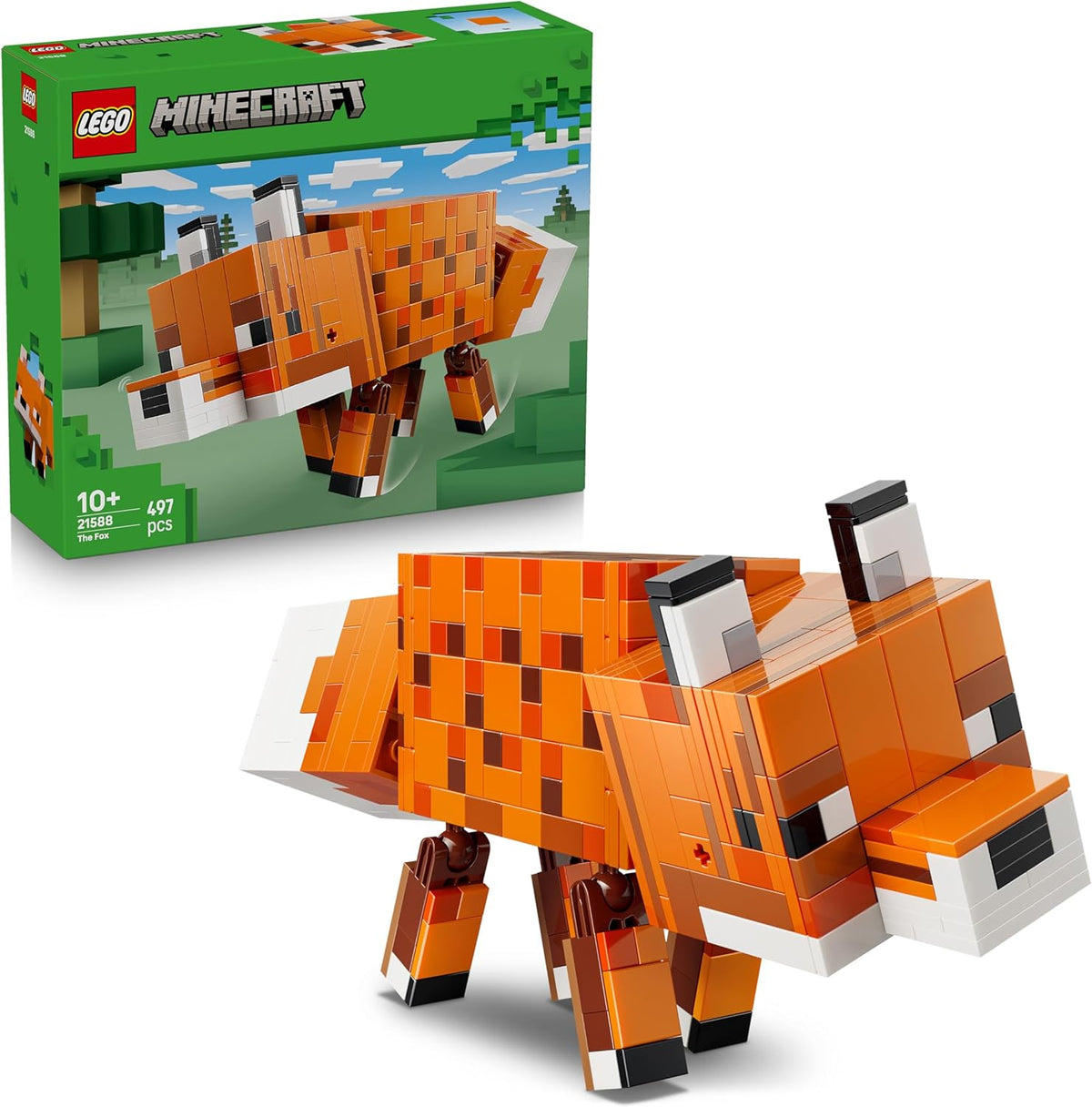 LEGO Minecraft Der Fuchs - 3D-Puzzle Tierfigur mit Zubehör - Herní Deko pro Schlafzimmer nebo Gaming Raum - Hráč Spielzeug zum Geburtstag für Jungen, Mädchen und Fans ab 10 Jahren - 21588