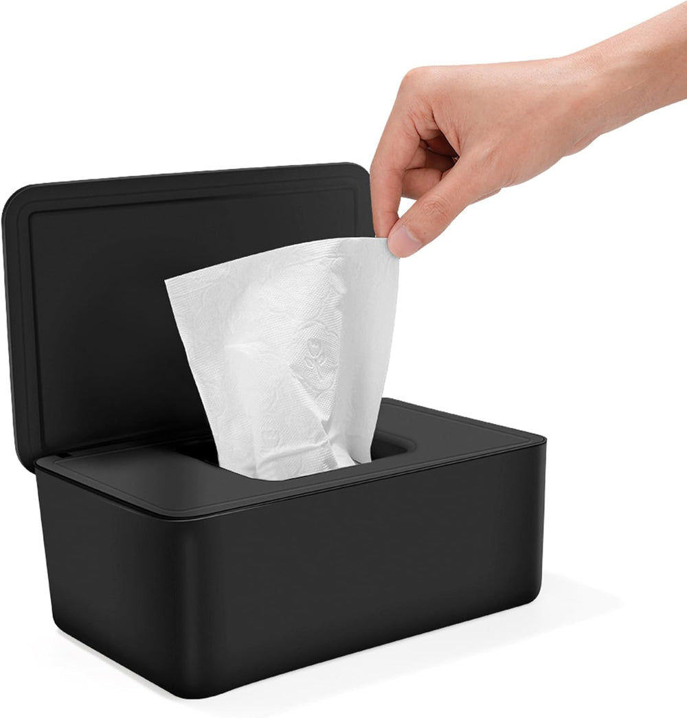 Krabička na vlhčené ubrousky s víkem, krabice na vlhčené ubrousky, zásobník na vlhčené ubrousky pro děti, vodotěsný a uzavřený úložný box, zásobník na vlhčené ubrousky do koupelny, kuchyně, bílá