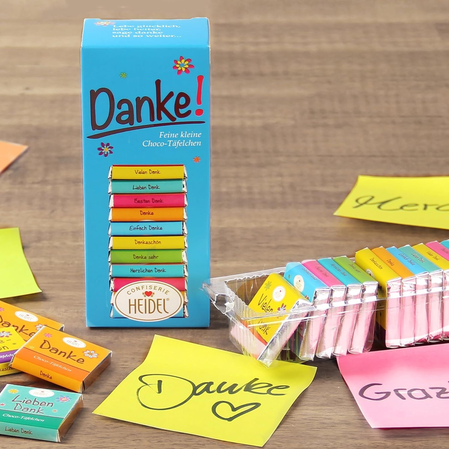 Heidel Thank You tyčinky mléčné čokolády 3x80g, 16 mini-tyčinek po 5g v balení, Různé projevy vděčnosti, Skvělý tip na dárek