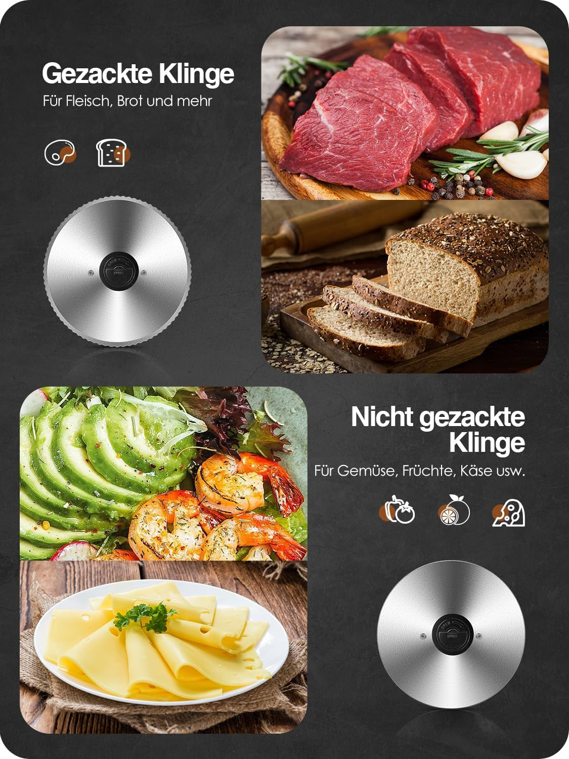 YASHE SL-518, kráječ chleba, 2 odnímatelné nože, nastavitelná tloušťka 0 - 15 mm Struhadla a kráječe Naty Shop