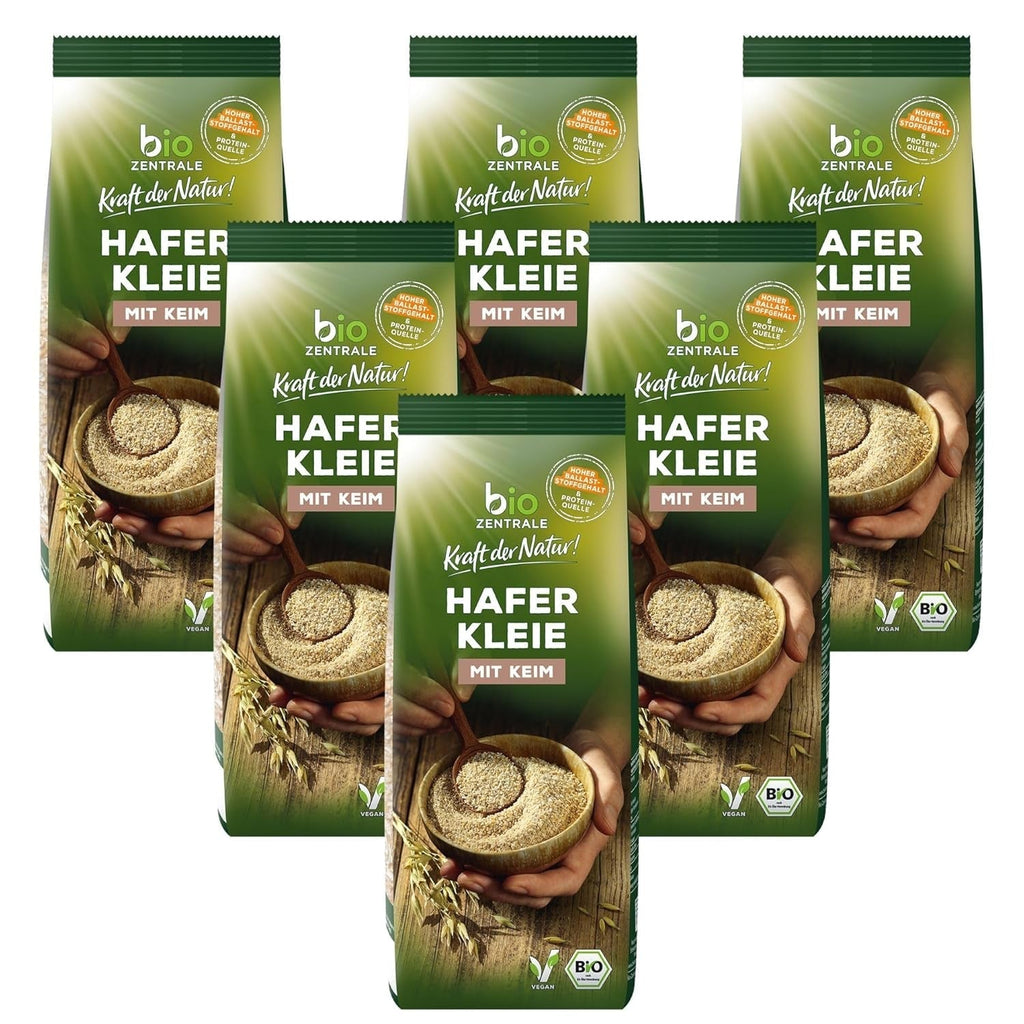 Biozentrale Bio Haferkleie 1Kg | Vorteilspack | Ballaststoffreiche Proteinquelle | Von Natur Aus Vegan | Aus EU Landwirtschaft | Zuckerarm Cereale Naty Shop 500 G (6Er Pack)