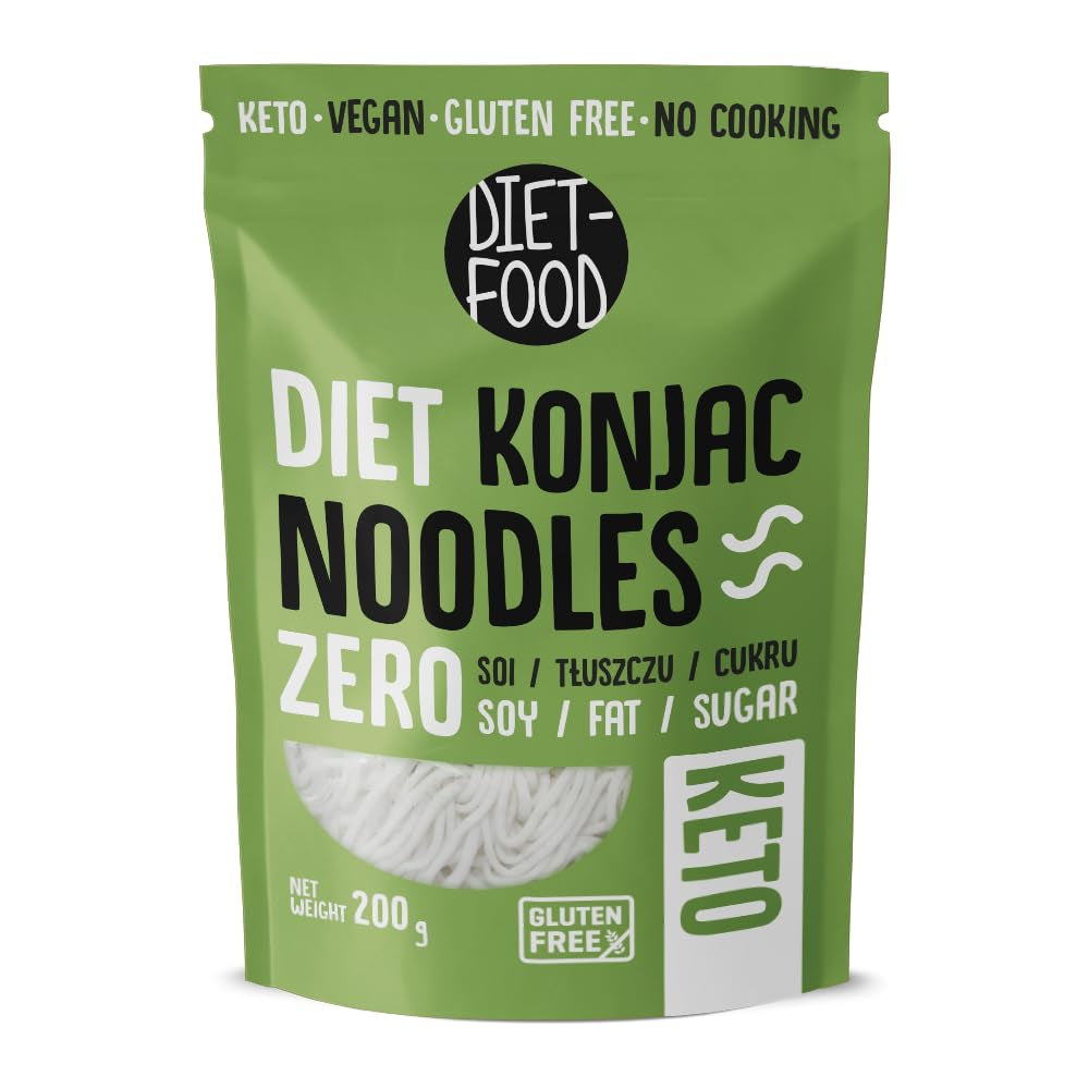 Dietní nudle Shirataki | Nízkosacharidové nudle Konjac | 200 gramů veganské nízkokalorické dietní nudle bez tuku bez sóji bez lepku ve vodě rozpustné