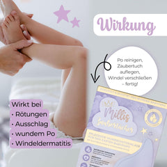 Millis Zaubertücher bei Windeldermatitis Baby, Bekannt aus "Die Höhle der Löwen", 25 Tücher (1 x 25er) s Aloe Vera, Mandelöl & Q10 - Pflegt, Schützt & dient als Wundschutz bei gereizter Haut