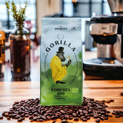 Cafea Gorilla Foresta, pachet dublu, 2 x 1 kg, boabe prăjite | Amestec Arabica, boabe întregi | Espressor portafilter complet automat | Cafea espresso