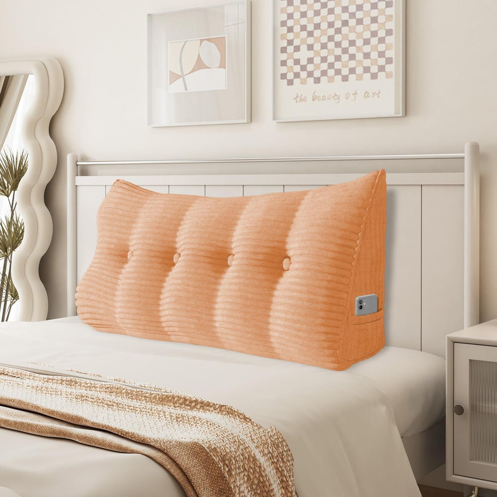 Pernă Johnear cu pană, pernă de citit pentru pat și canapea, pernă pentru spătar, pernă pentru tăblie, pernă lombară triunghiulară mare (gri, 45 cm)