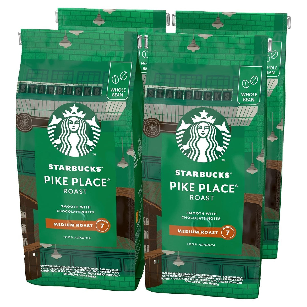 STARBUCKS Pike Place Roast, prăjire medie, boabe de cafea întregi Cafea Naty Shop Pike Place 4 x 450 grame