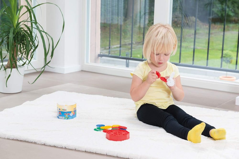 Lena 35946 Steckspiel Rondi 45 v Baudose, 55 Teile in bunten Farben, ca. 45 mm, 3 Jahre až 10 Jahr, Konstruktionsspielzeug mit Steckteilen, Mehrfarbig