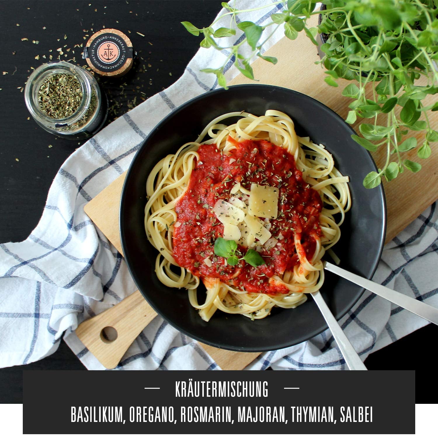 Ankerkraut Italienische Kräuter, mediterranes Universalgewürz für Pasta, Pizza and Salade, 25 g in Korkenglas