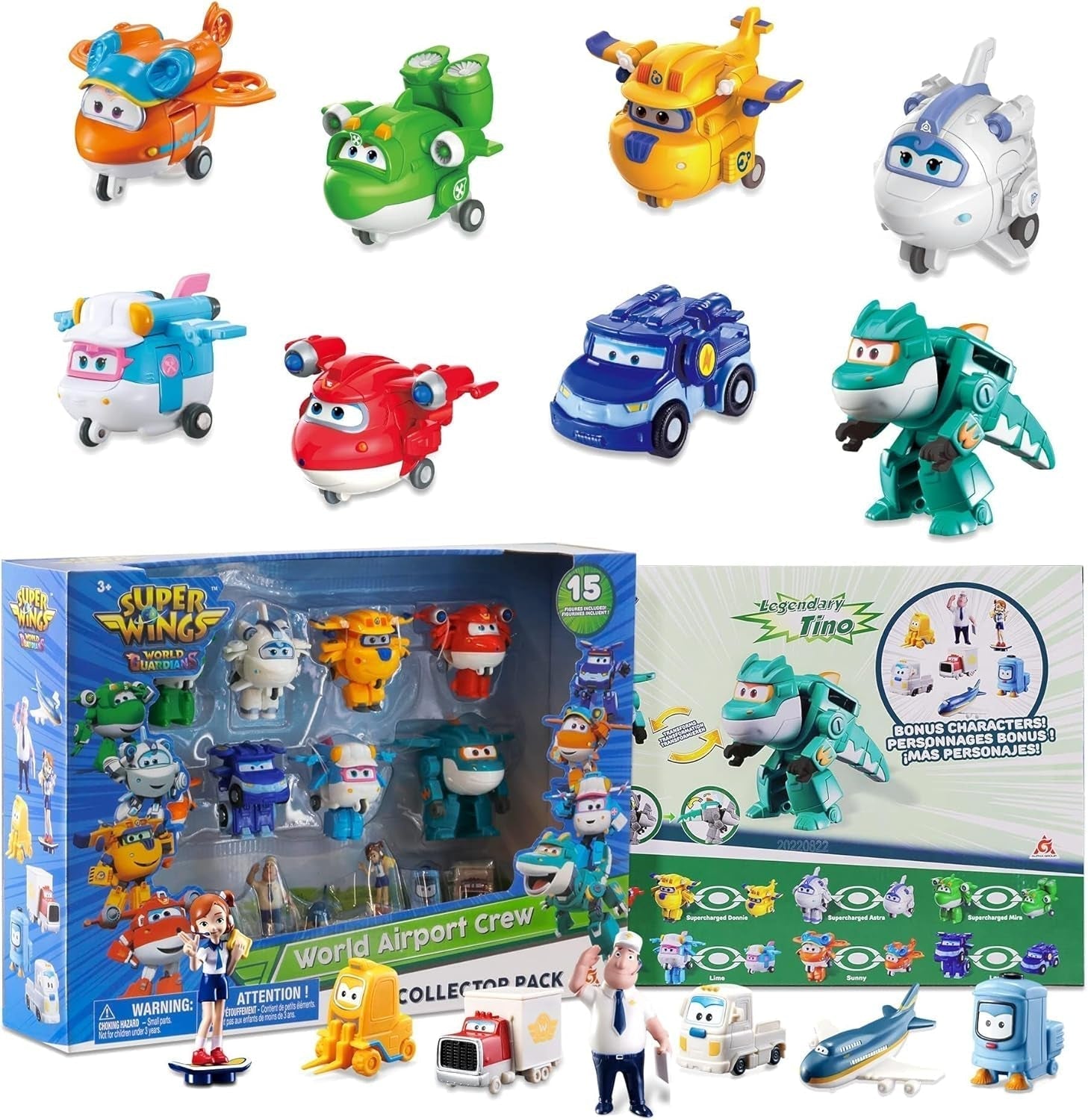 Super Wings Transform-A-Bots World Airport Crew - Seria 1 - Crew Collector's Pack - 15 figuri de jucărie - Figuri de 5,1 cm Action figures Naty Shop S6-15 Cifre