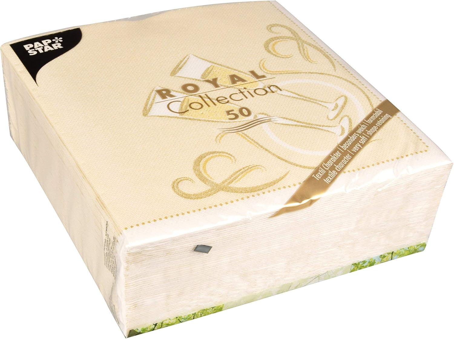 Papstar, 50 de șervețele "ROYAL Collection" 1/4 fold 40 Cm X 40 Cm Gold "Festive Moments", #86297