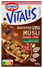 Dr. Oetker Vitalis KnusperPlus Double Chocolate: Křupavé müsli s mléčnou a hořkou čokoládou, balení 7 ks (7 x 450 g)