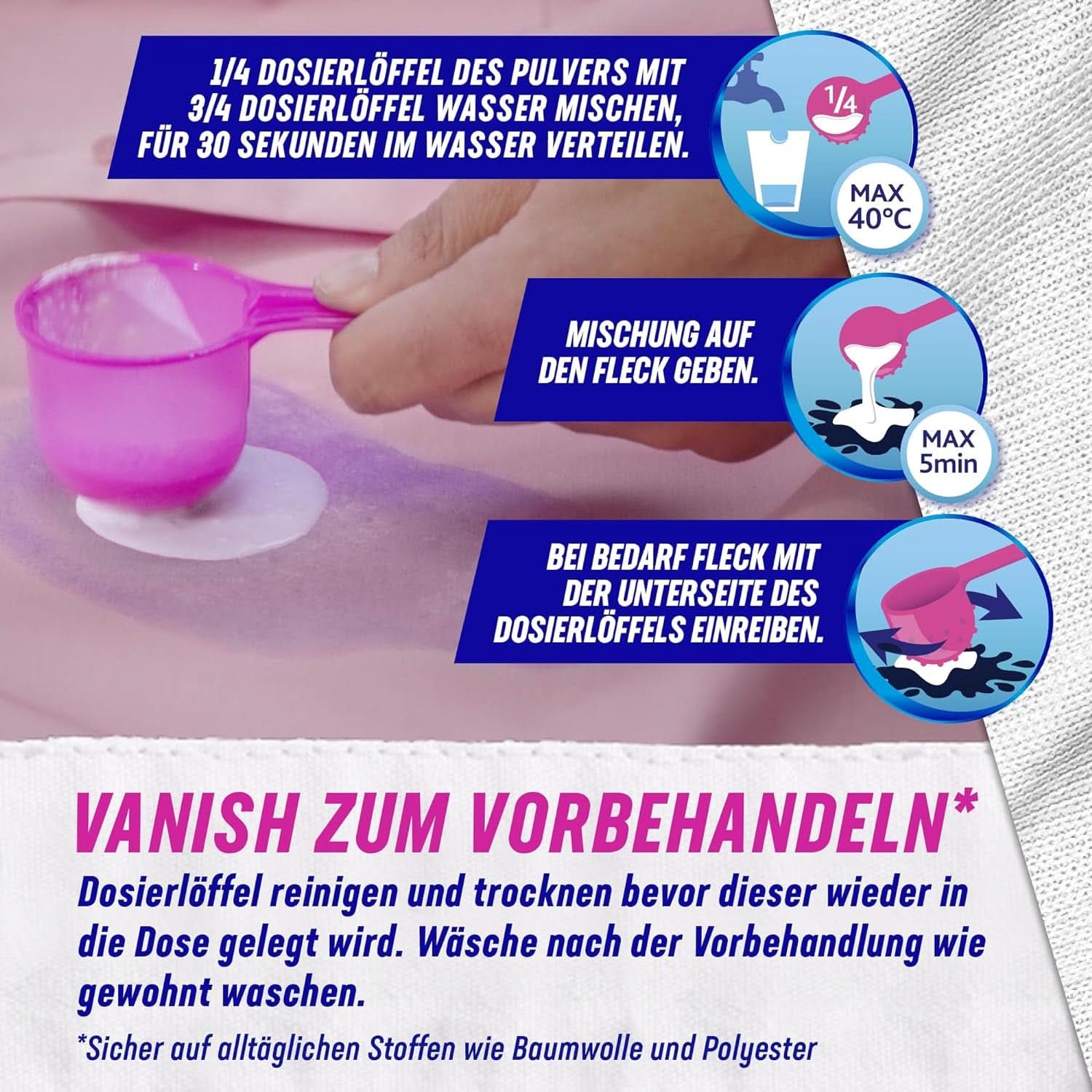 Vanish Oxi Action Powerwhite Powder - 1 X 1,125 Kg - odstraňovač skvrn a prášek pro zlepšení prádla bez chlóru - na bílé prádlo Prací prostředky Naty Shop