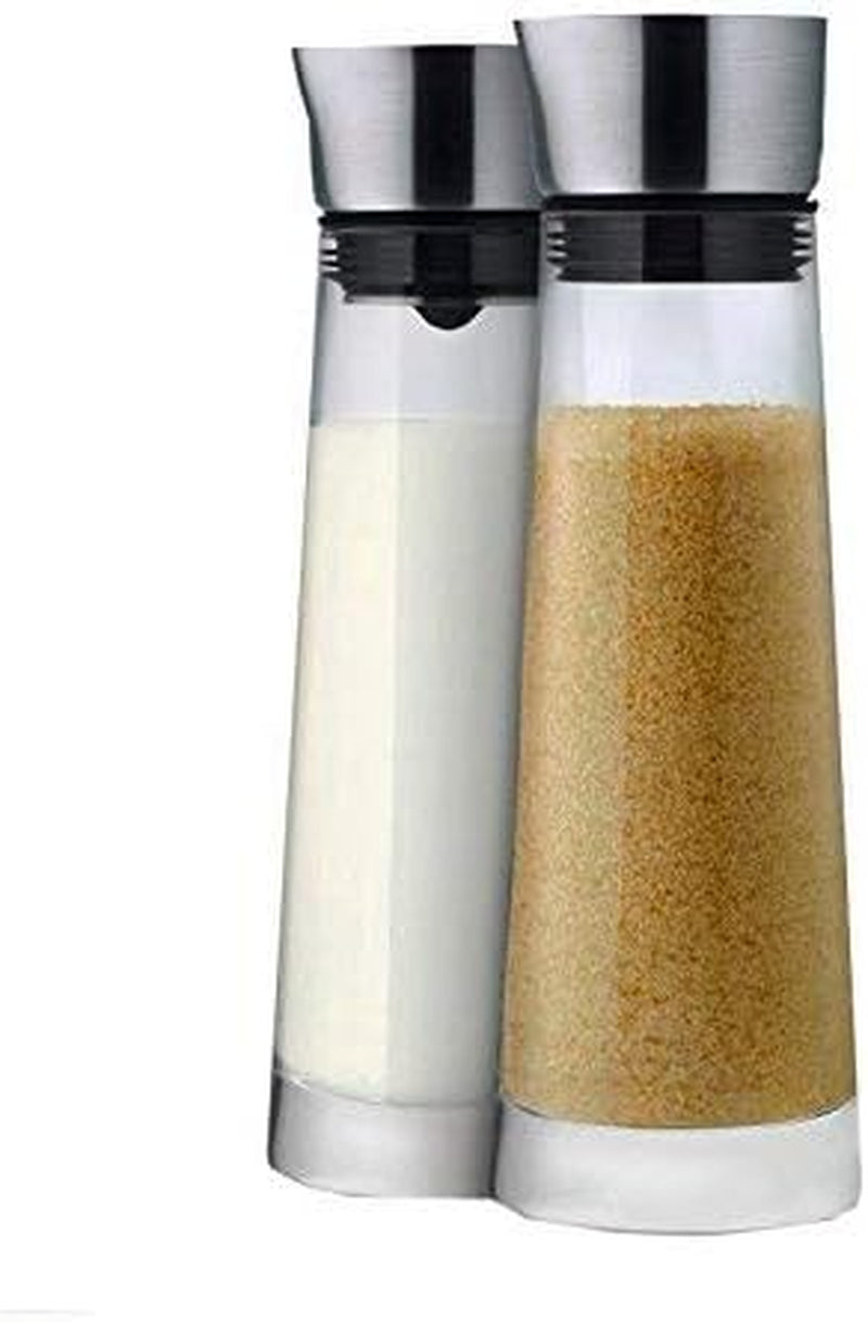 blomus -MACCHIATO- Set zahăr și frișcă din sticlă, capacitate 180 ml, capac din oțel inoxidabil, pentru ceai și cafea, manoperă de înaltă calitate, aspect exclusivist (Î / L / A: 17 x 5,4 x 5,4 cm, Transparent, 63510)