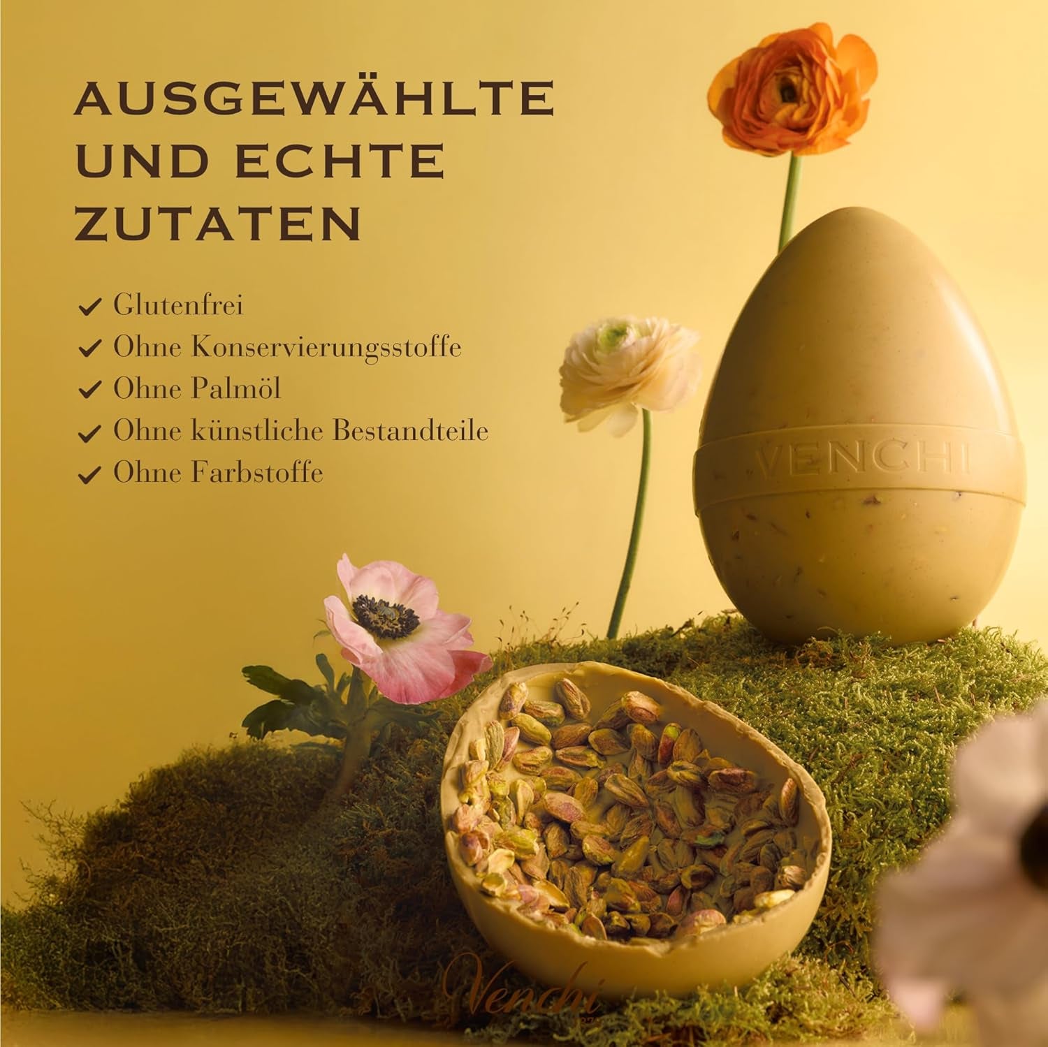 Venchi - Čokoládové vajíčko, příchuť pistácie, s celými pistáciemi, s překvapením, bez lepku, 500g, velikonoční kolekce, tip na dárek