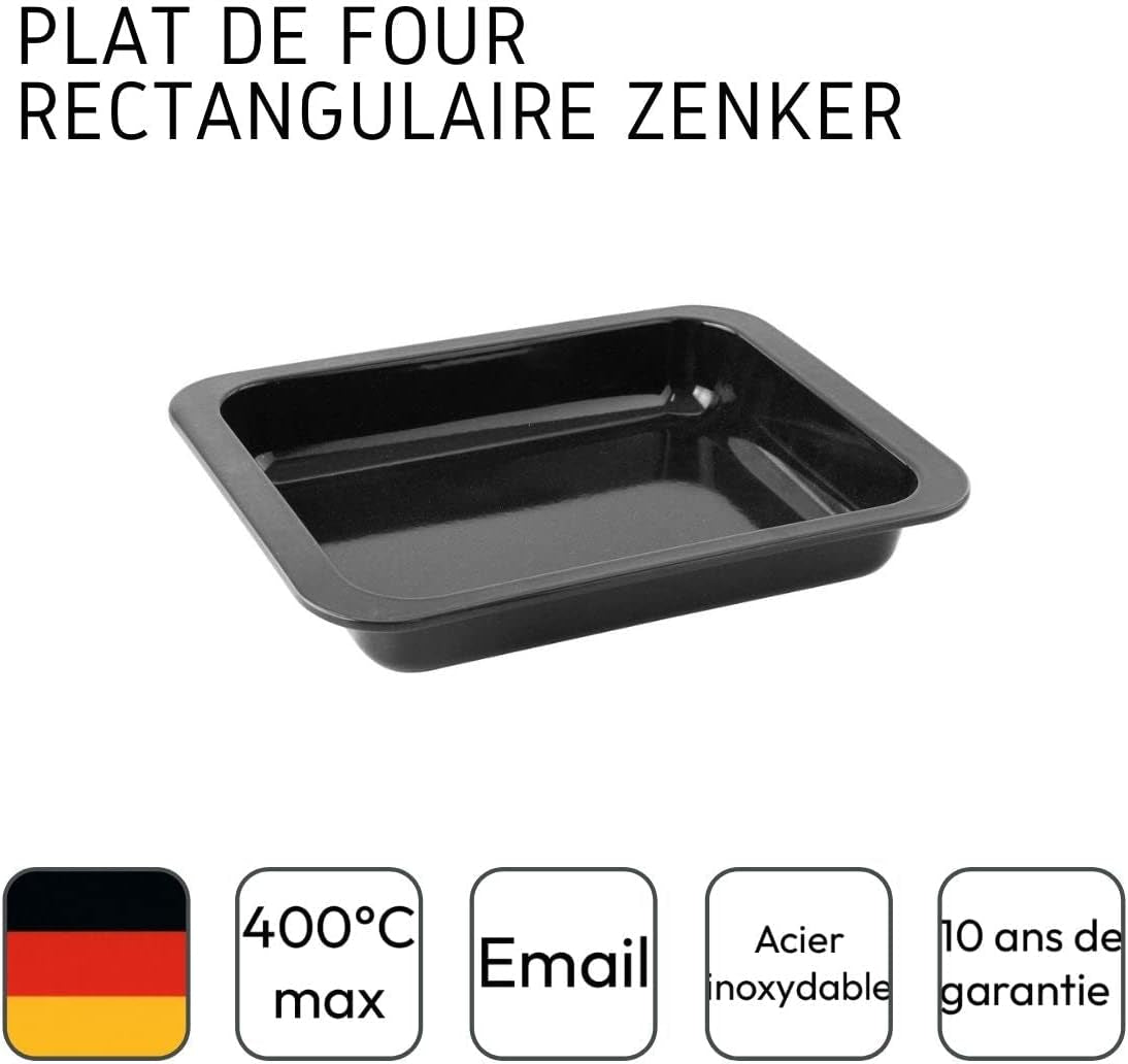 Zenker Ofenbackform (33 X 5 X 25 Cm) SPECIÁLNÍ VAŘENÍ, Rechteckige Auflaufform Mit Enamelle-Versiegelung, Backform Mit Extra Hohem Rand (Farbe: Schwarz), Menge: 1 Stück Formy a plechy na pečení Naty Shop