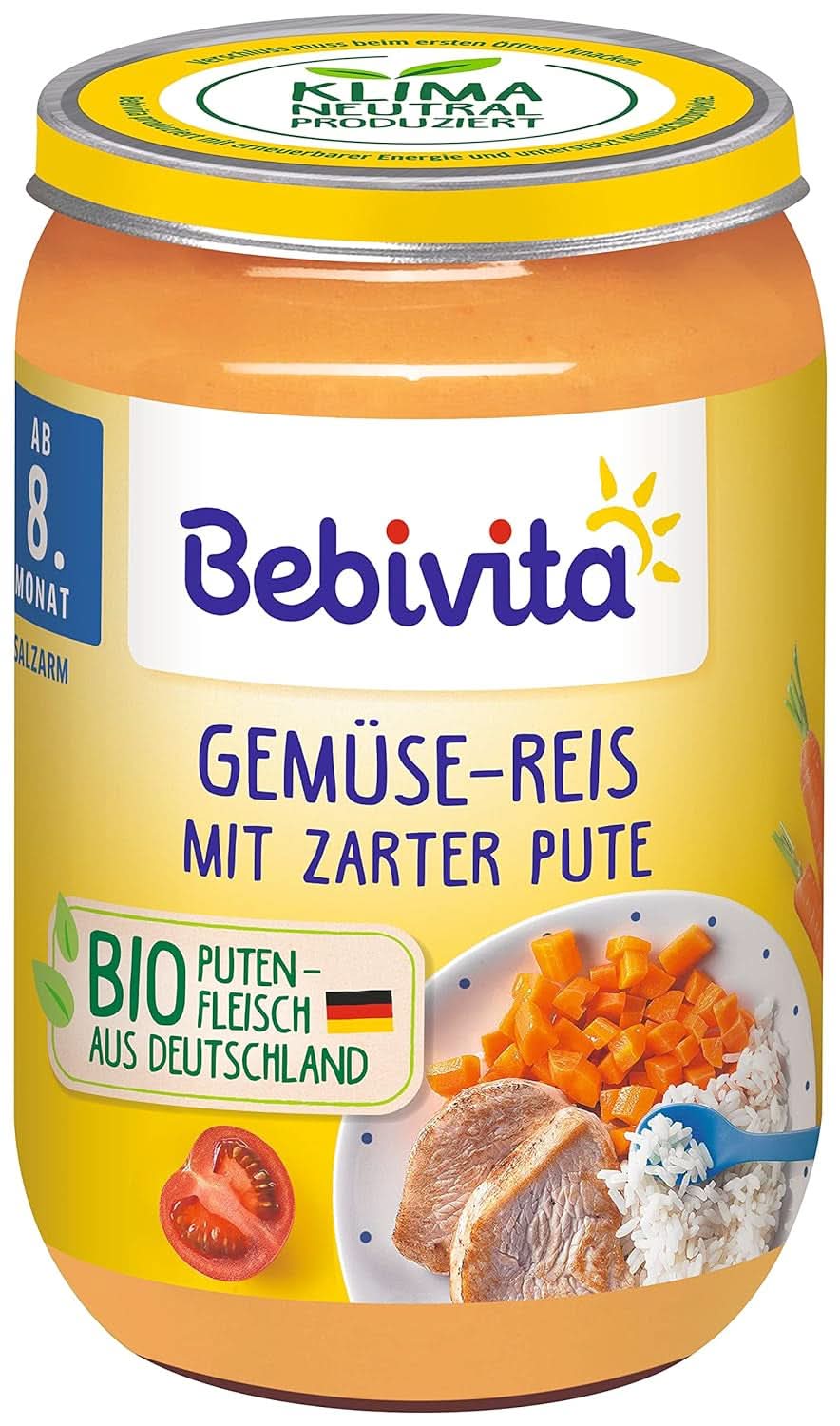 Menu Od 8 měsíců Boloňské špagety, balení 6 ks (6 X 220 gramů), střední Matka a dítě Naty Shop 220 gramů Zeleninová rýže s jemným krůtím masem