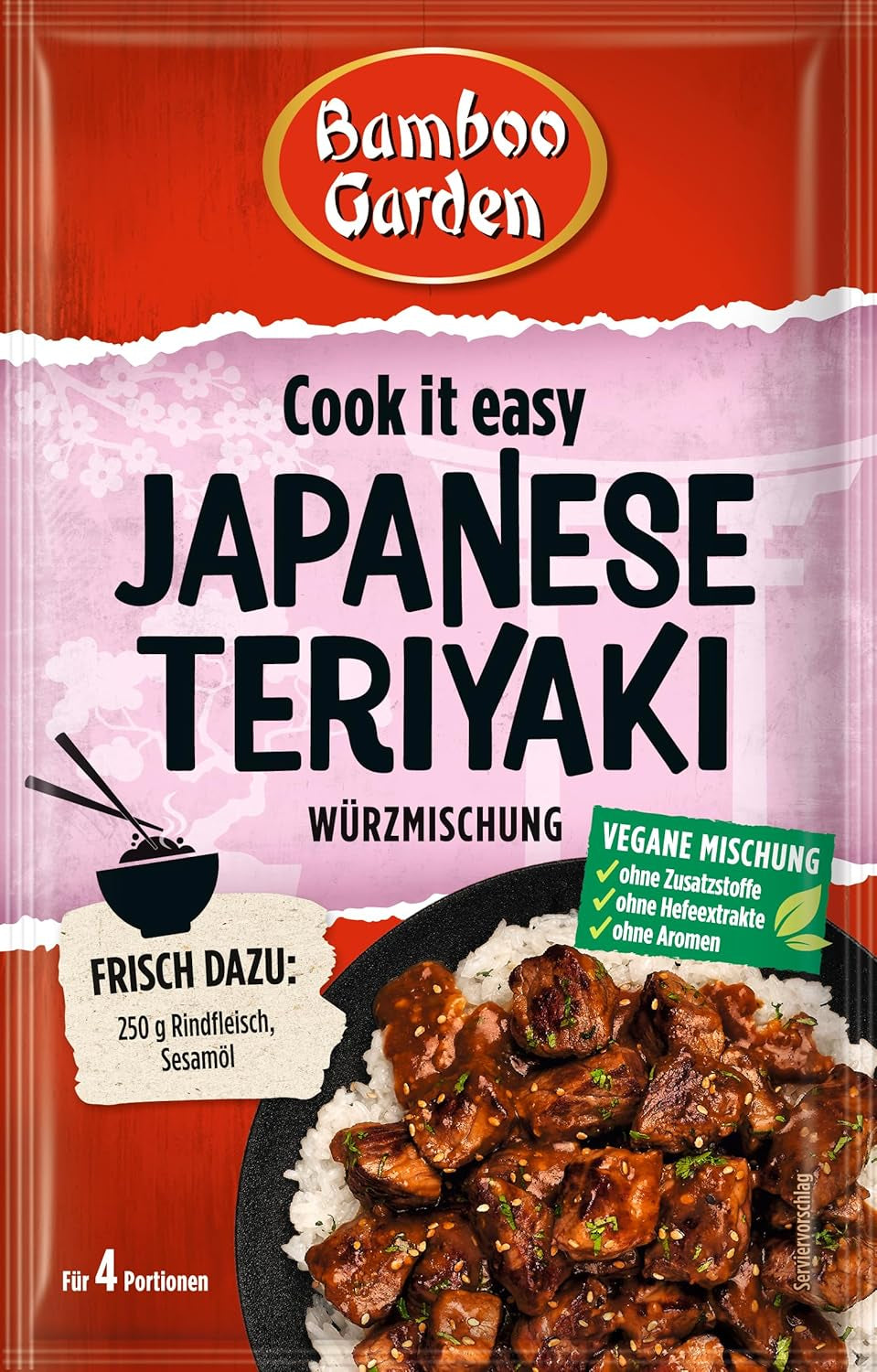 Bambusová zahrada - Teriyaki kořenící směs , Gewürzmischung für Teriyaki , Für 4 Porionen , Ohne Geschmackverstärker und Konservierungsstoffe , 1 x 25 g (Verpackungsdesign kann abweichen)