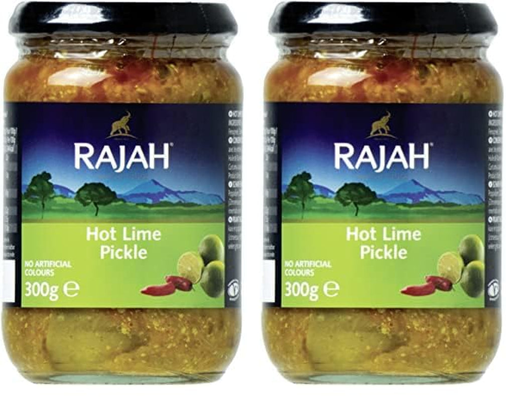 Rajah Mild Lime Pickle – Jemná eingelegte Limetten – Ideal als Begleitung zu Curry, Fleisch, Käse, Poppadums & Vorspeisen – 1 x 300 g