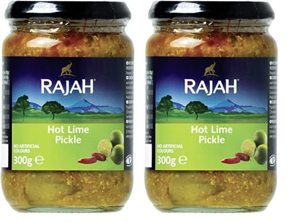 Rajah Mild Lime Pickle – Jemná eingelegte Limetten – Ideal als Begleitung zu Curry, Fleisch, Käse, Poppadums & Vorspeisen – 1 x 300 g