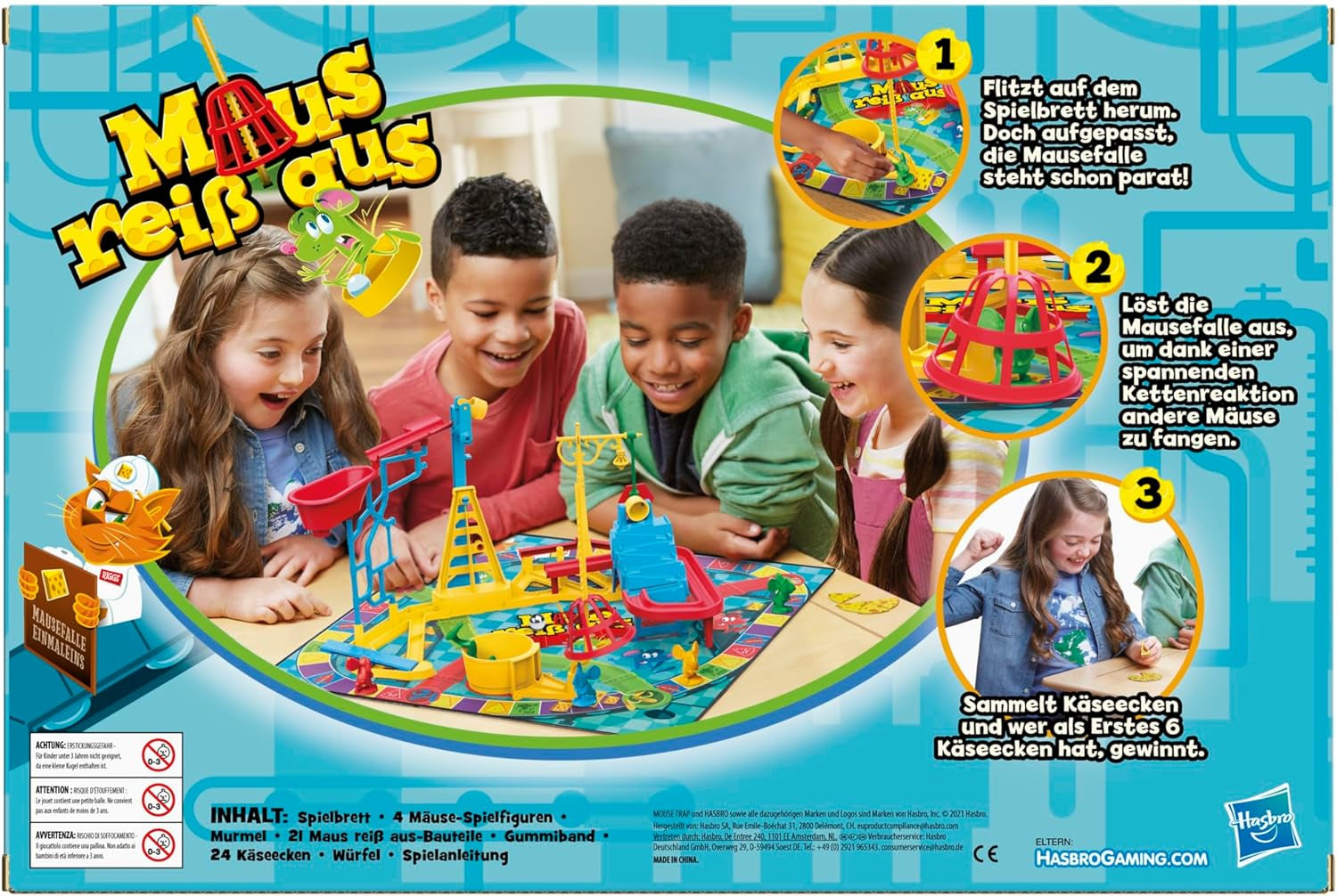 Mouse Run Away, rodinná hra pro 2 až 4 hráče, klasická desková hra pro více hráčů s jednoduchým nastavením pro děti od 6 let, rodinná stolní hra