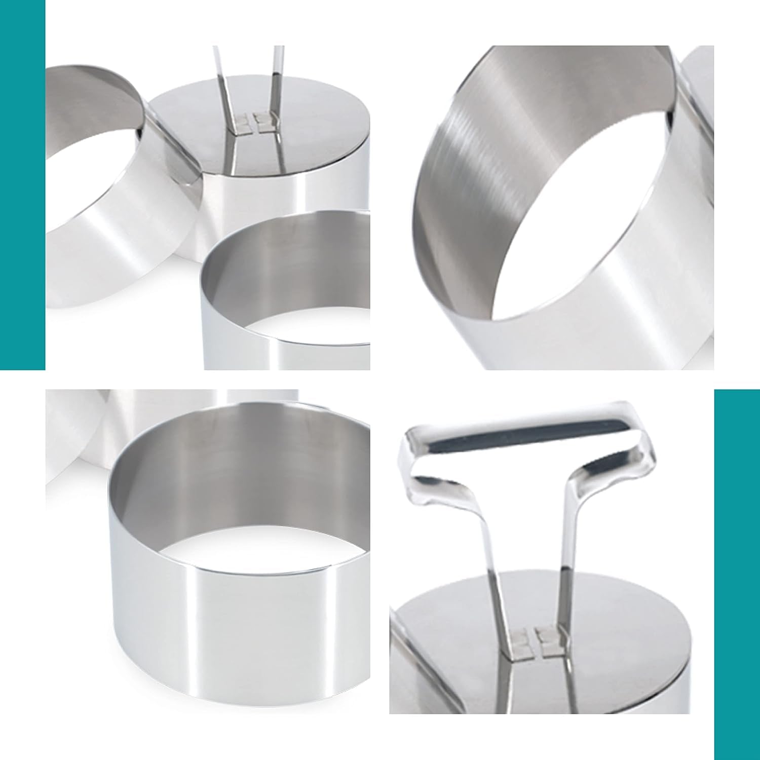 Forme de biscuiți, 3 bucăți, rotunde, oțel inoxidabil - 8 x 8 x 4 cm