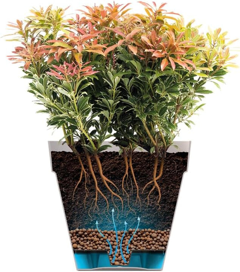 elho Loft Urban Round 30 - Ghiveci de flori pentru exterior - Plastic 100% reciclat - Ø 28,5 x H 26,0 cm - Roșu/Roșu teatru