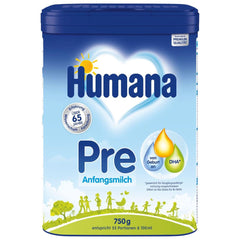 Humana Initial PRE mléko, od narození, sušené mléko pro kojence, pouze s DHA a laktózou, 750 g Naty Shop 750 g Sušené mléko