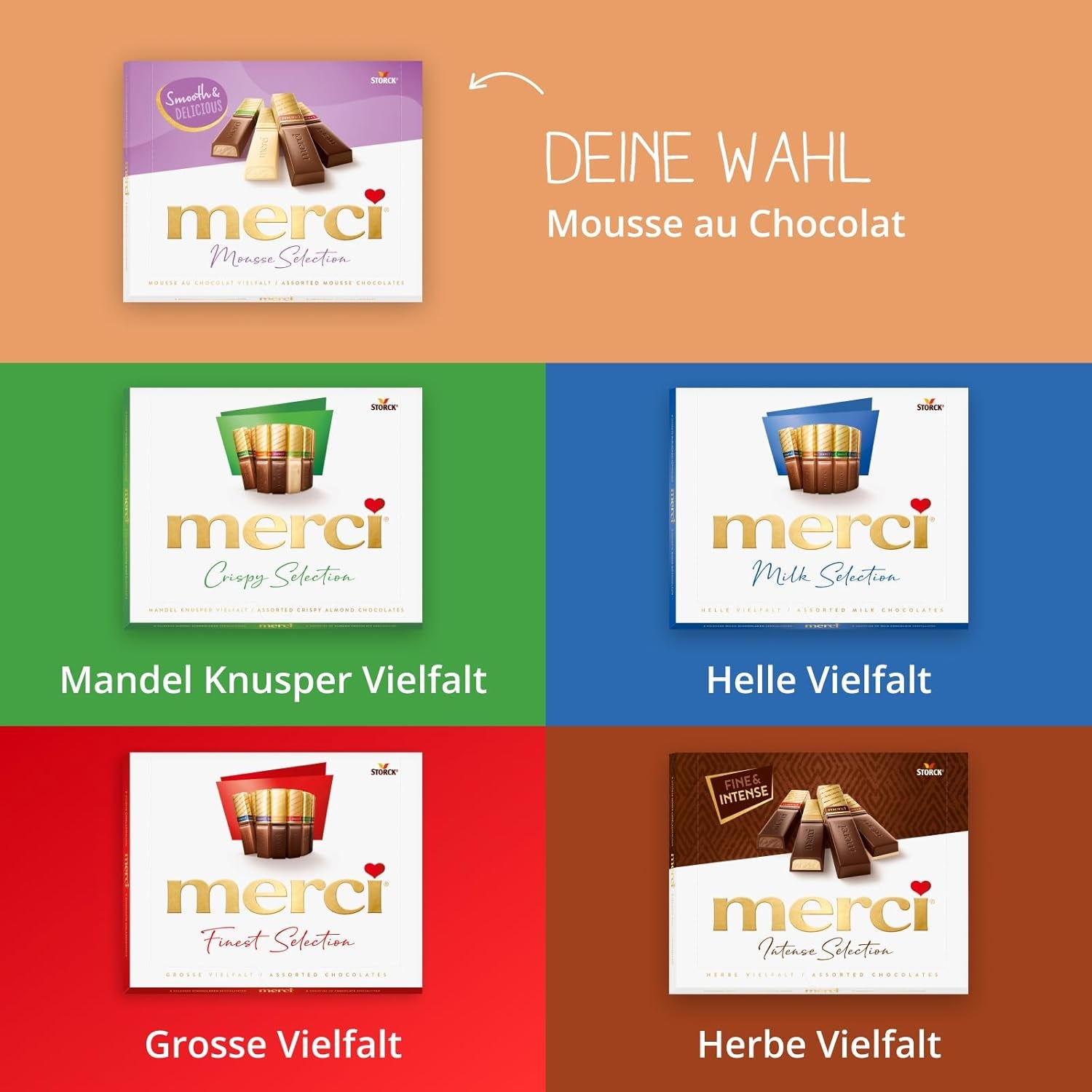 merci Finest Selection Mousse au Chocolat Variety – 1 x 210 g – Speciality Vynikající čokoládová pěna – Plněné i neplněné pralinky