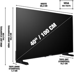Televizor inteligent TELEFUNKEN de 40 de inci, cu tehnologie TiVo Full HD, HDR TV cu tuner triplu și 6 luni de HD+ incluse, televizor LED XF40TP900S (2026)