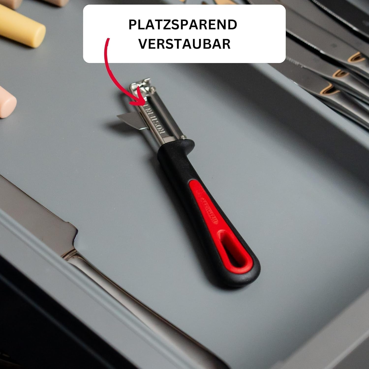 Westmark 29092270 Sparschäler Gallant, Pp/Tpe/Edelstahl, Schwarz / Rot, 16,5 X 3,7 X 2 Cm Škrabka Naty Shop