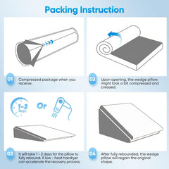 Pernă pană pentru pat și canapea, L50xL50xÎ26 Pernă dublă pentru citit cu husă lavabilă, spumă cu memorie, pentru sforăit și pentru mai mult confort în zona gâtului și spatelui