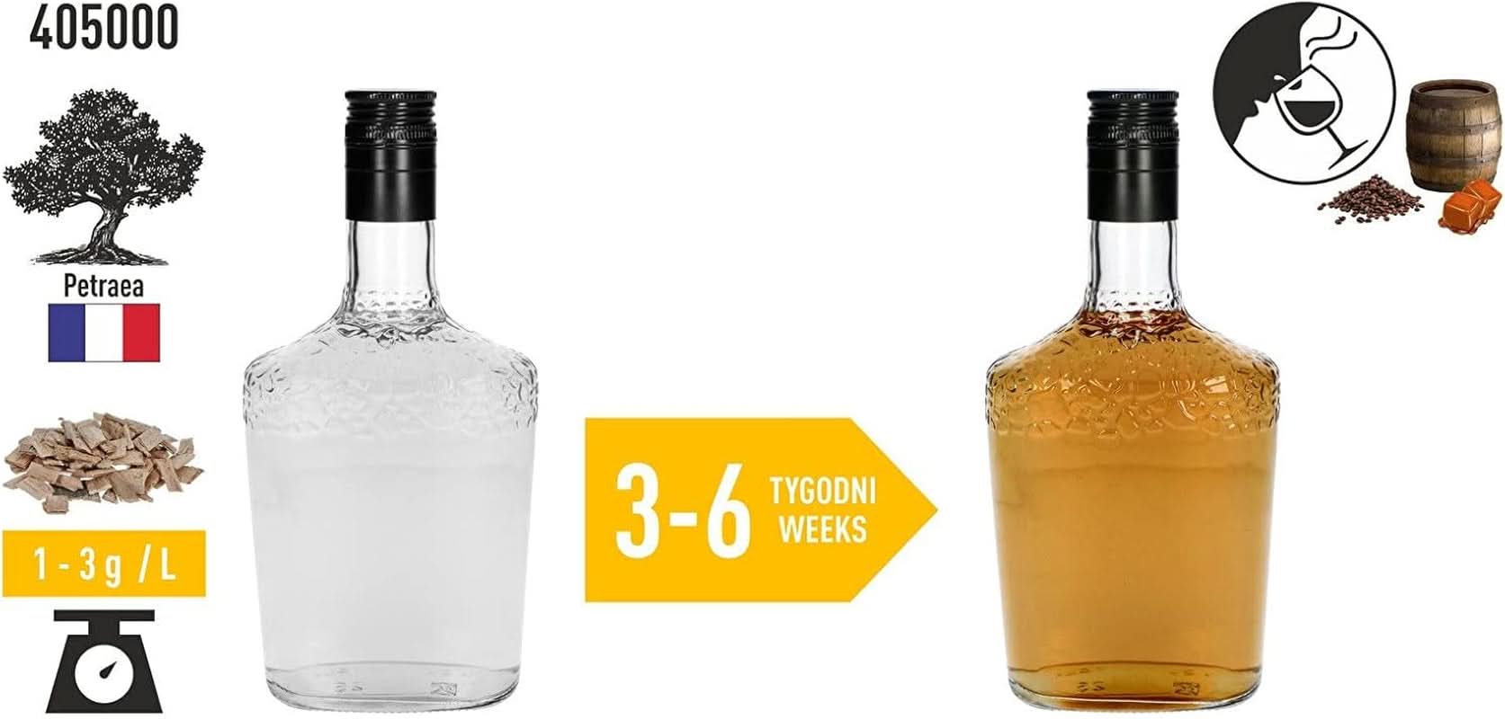 Browin Strong Roasted Oak Chips 20g - vločky, jemné dubové tyčinky na ochucení alkoholu, hnědé Aromas Naty Shop